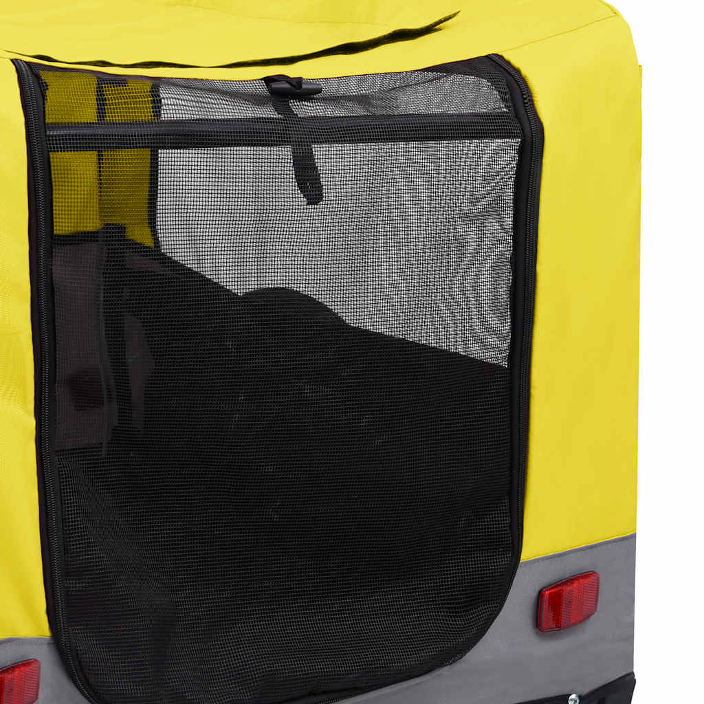 Glamorous Pups : vidaXL Pet Bike Trailer Yellow and grey Oxford fabric 13 Collapsible