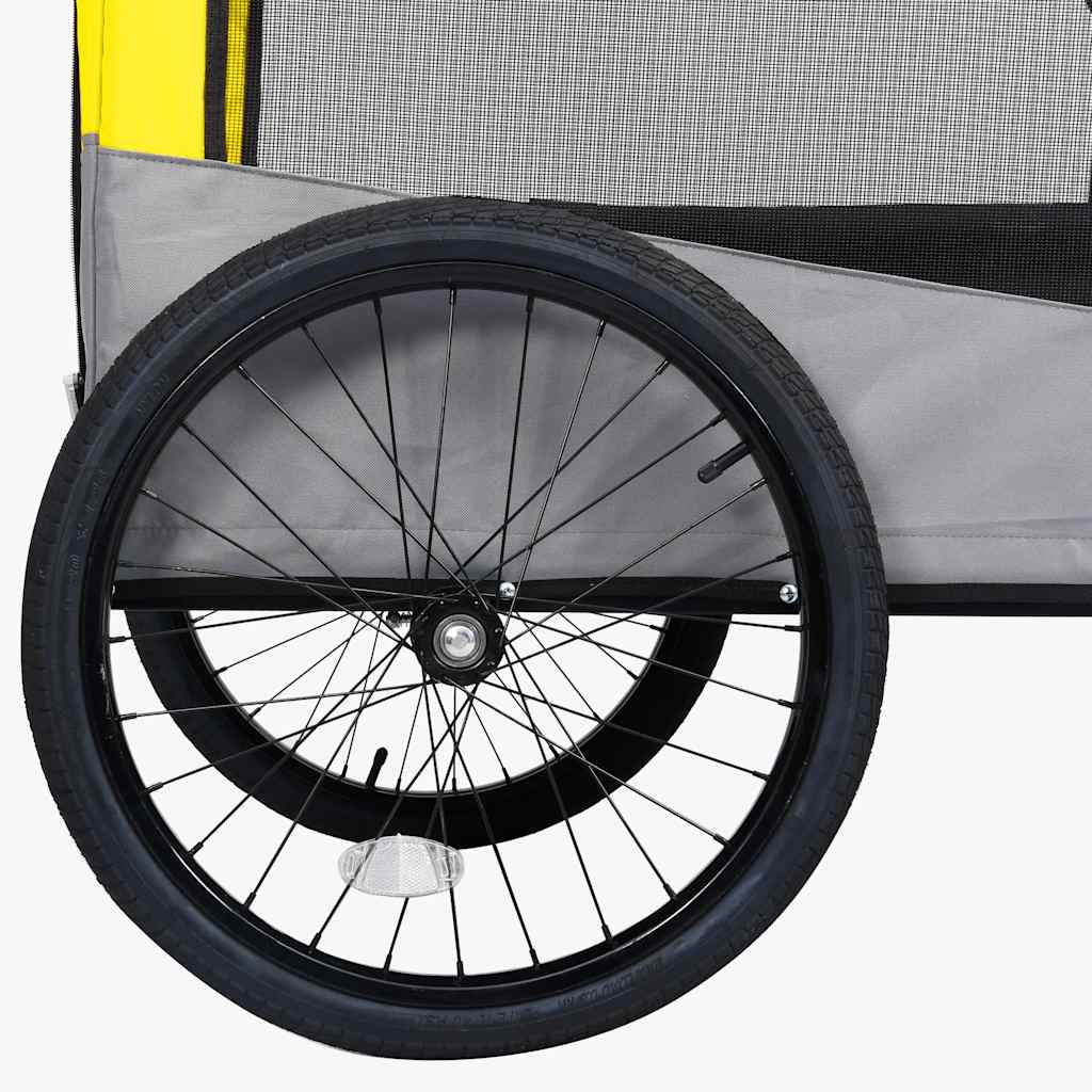 Glamorous Pups : vidaXL Pet Bike Trailer Yellow and grey Oxford fabric 13 Collapsible