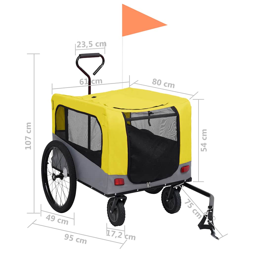 Glamorous Pups : vidaXL Pet Bike Trailer Yellow and grey Oxford fabric 13 Collapsible