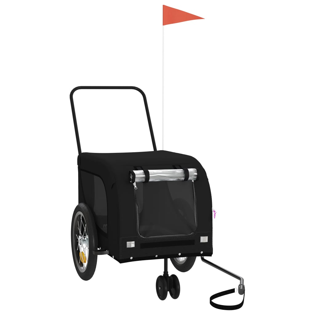 Glamorous Pups : vidaXL Pet Bike Trailer Black Oxford fabric, iron, PVC Durable