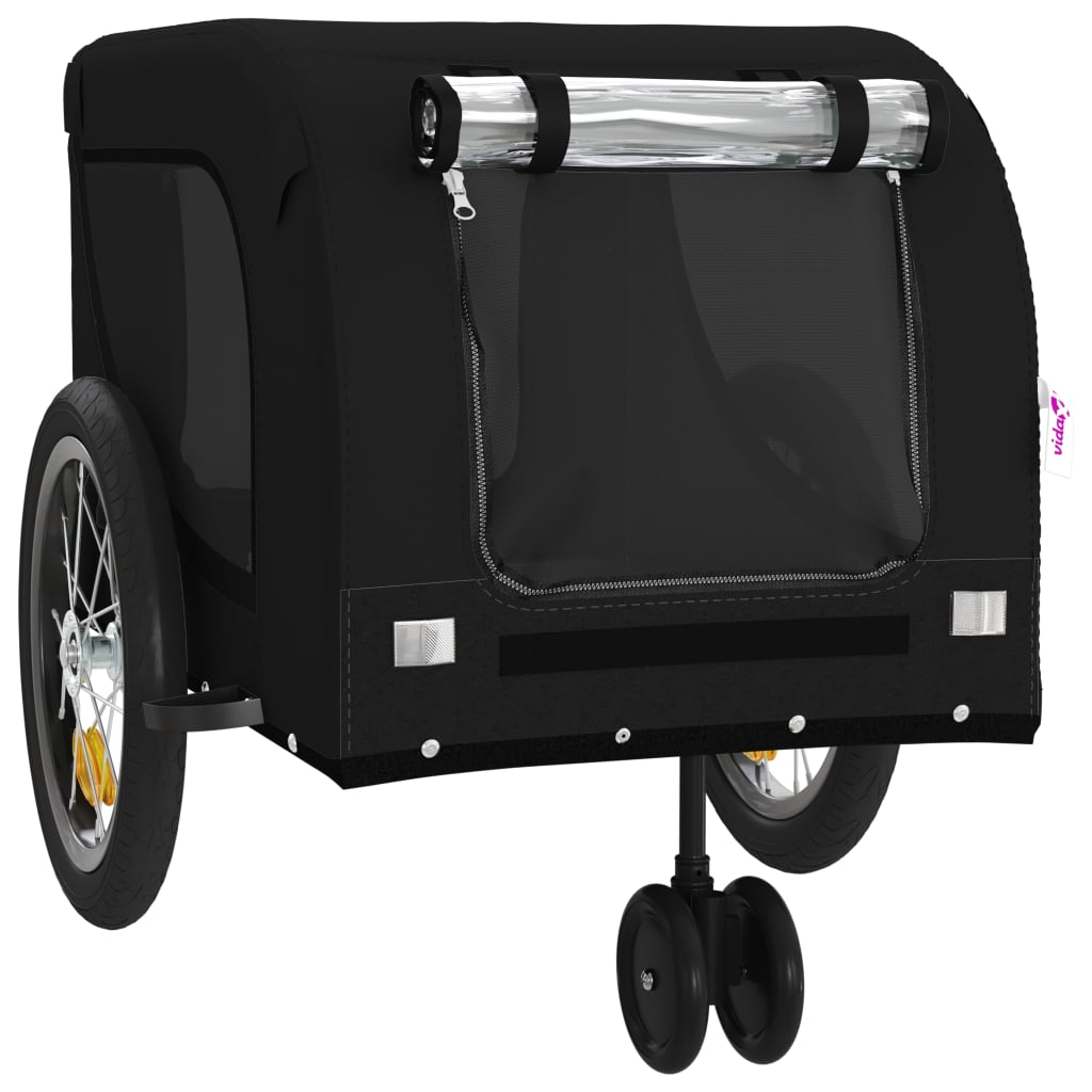 Glamorous Pups : vidaXL Pet Bike Trailer Black Oxford fabric, iron, PVC Durable