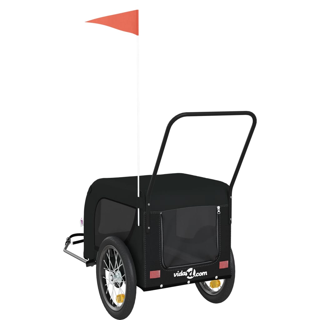 Glamorous Pups : vidaXL Pet Bike Trailer Black Oxford fabric, iron, PVC Durable