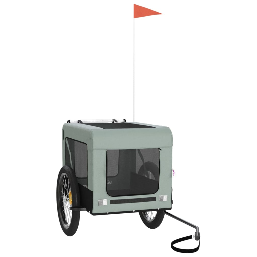Glamorous Pups : vidaXL Pet Bike Trailer Grey and Black Oxford fabric, Iron, PVC One Size