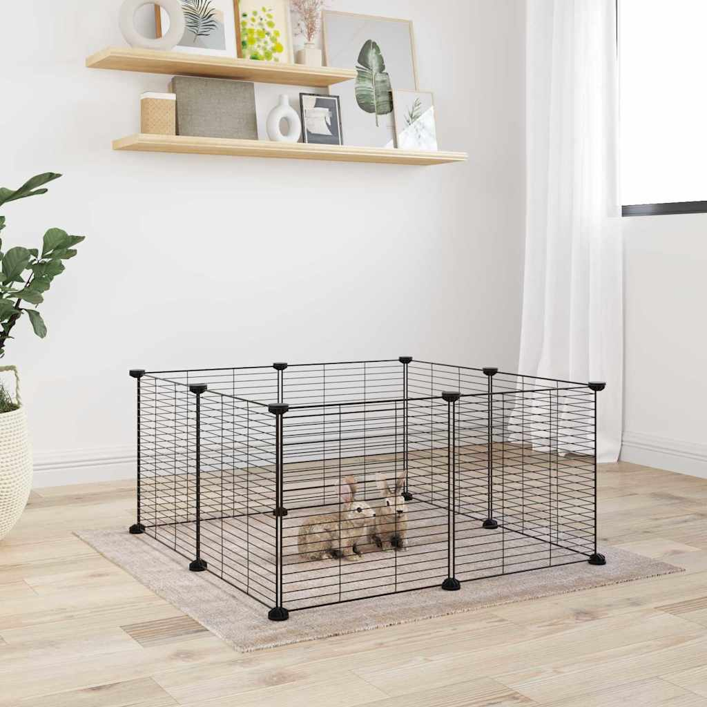 Glamorous Pups : vidaXL Pet Cage Black Powder-coated steel Small Collapsible Pet Cage