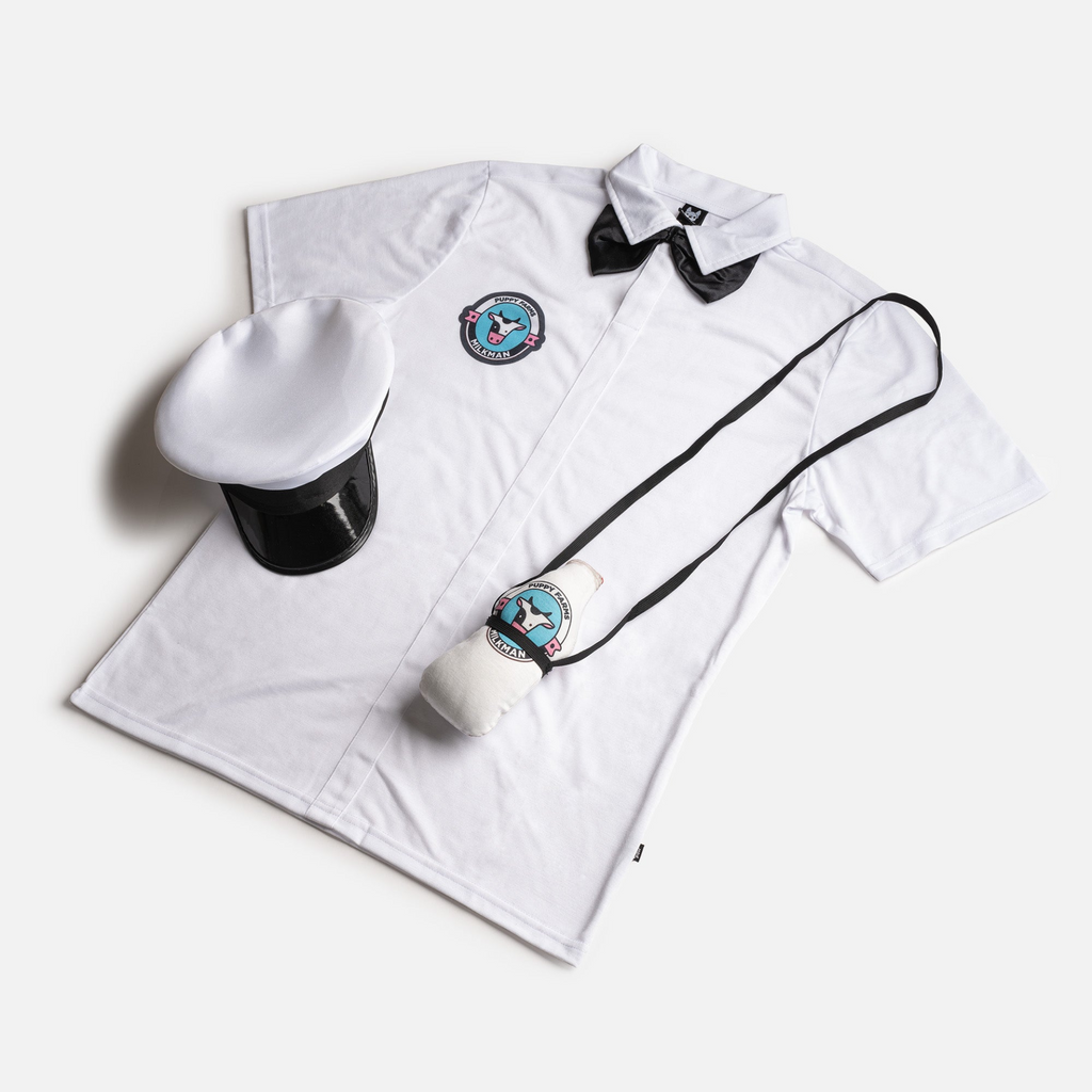 Glamorous Pups : 🥛👨 Milkman Matching Human Costume – Classic Milk Delivery Outfit