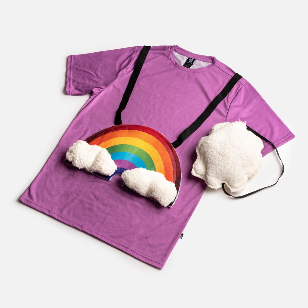 Glamorous Pups : 🌈☁ Rainbow Matching Human Costume – Colorful & Fun Duo Outfit!