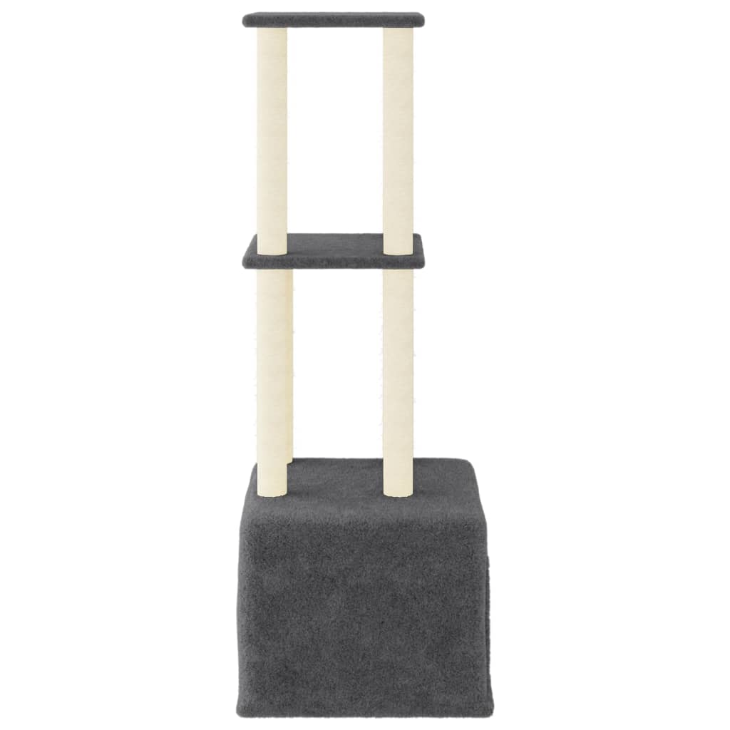 Glamorous Pups : vidaXL Cat Tree Dark grey Engineered wood, Plush, Sisal Large Modern
