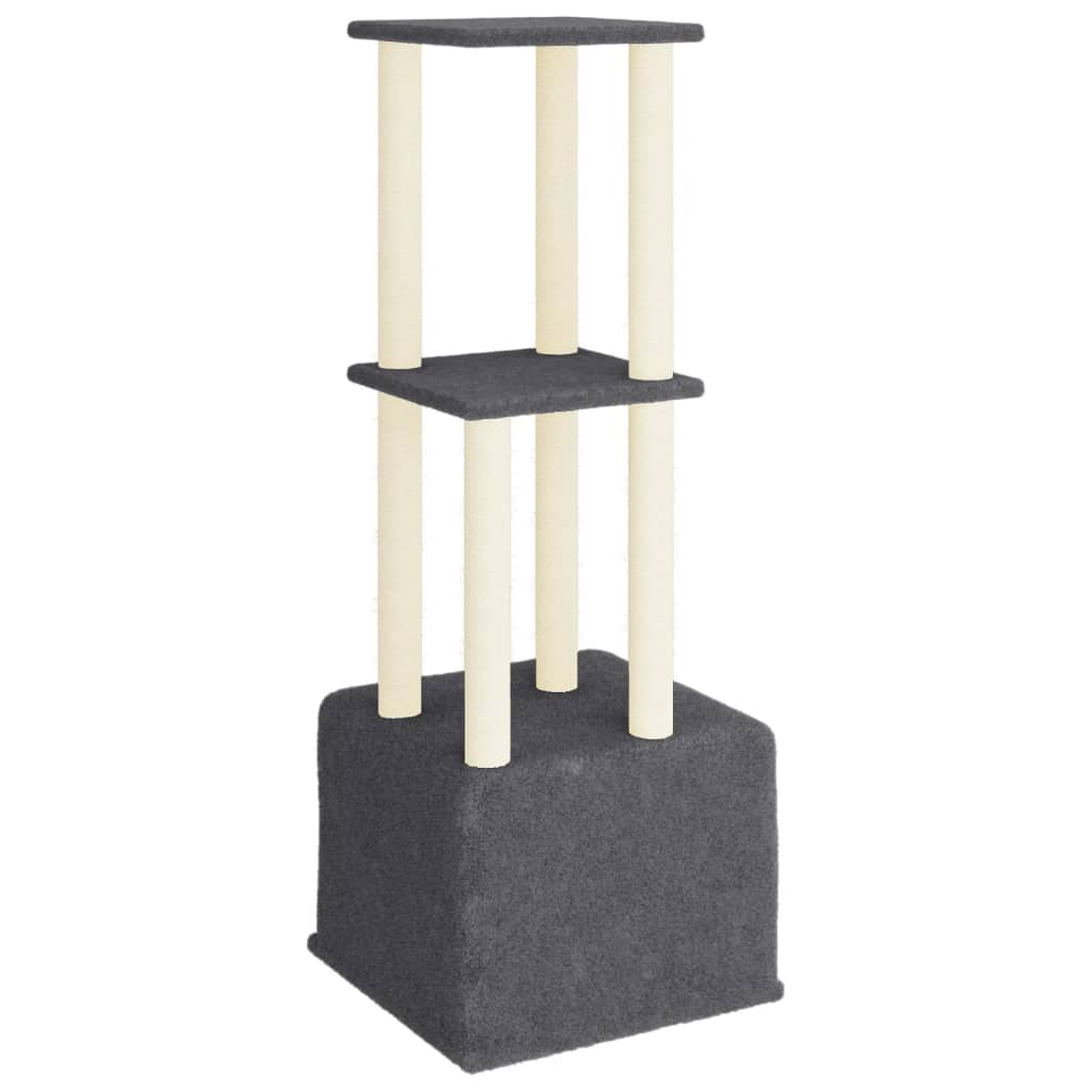 Glamorous Pups : vidaXL Cat Tree Dark grey Engineered wood, Plush, Sisal Large Modern