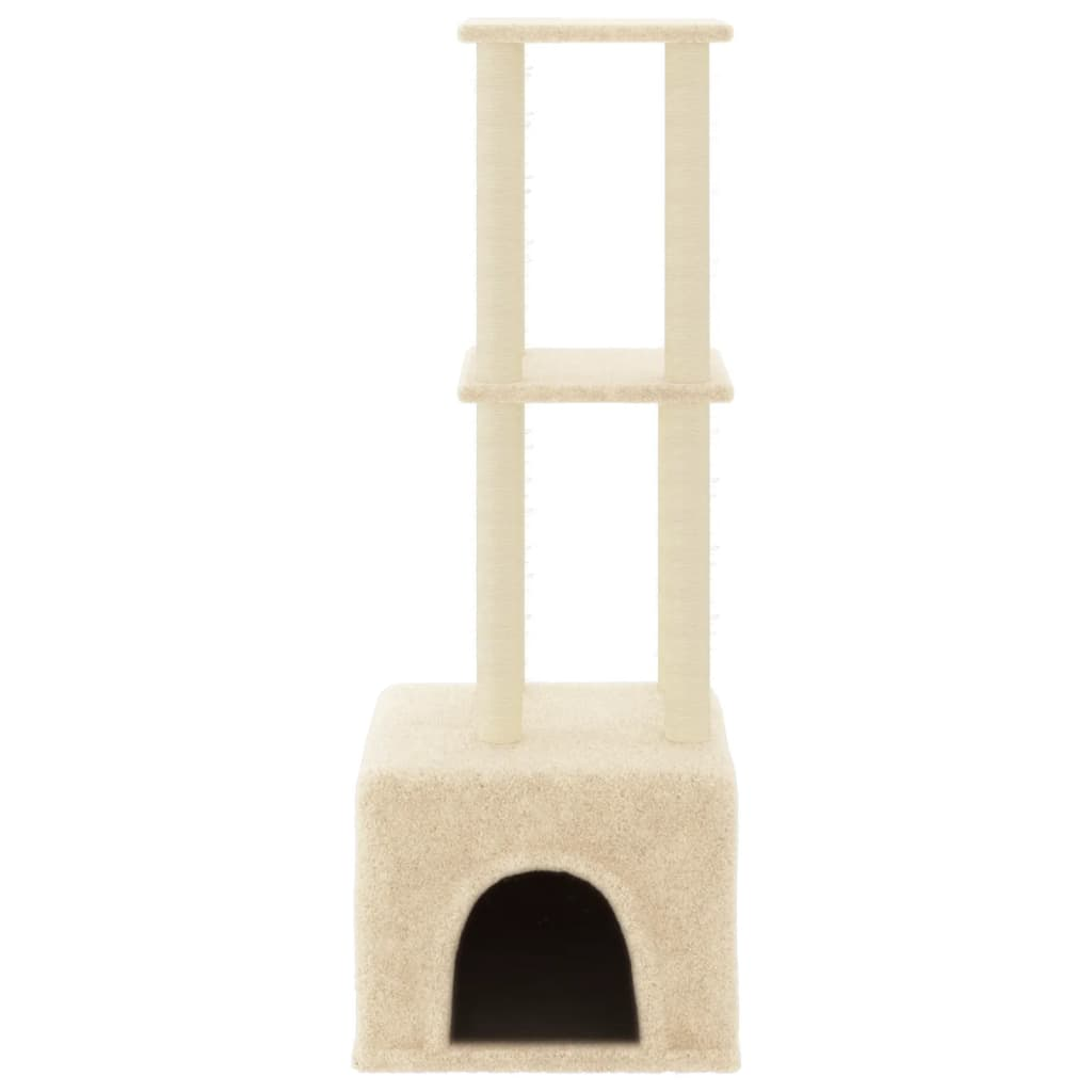 Glamorous Pups : vidaXL Cat Tree Cream Engineered wood, plush, sisal 52.6 in tall Durable