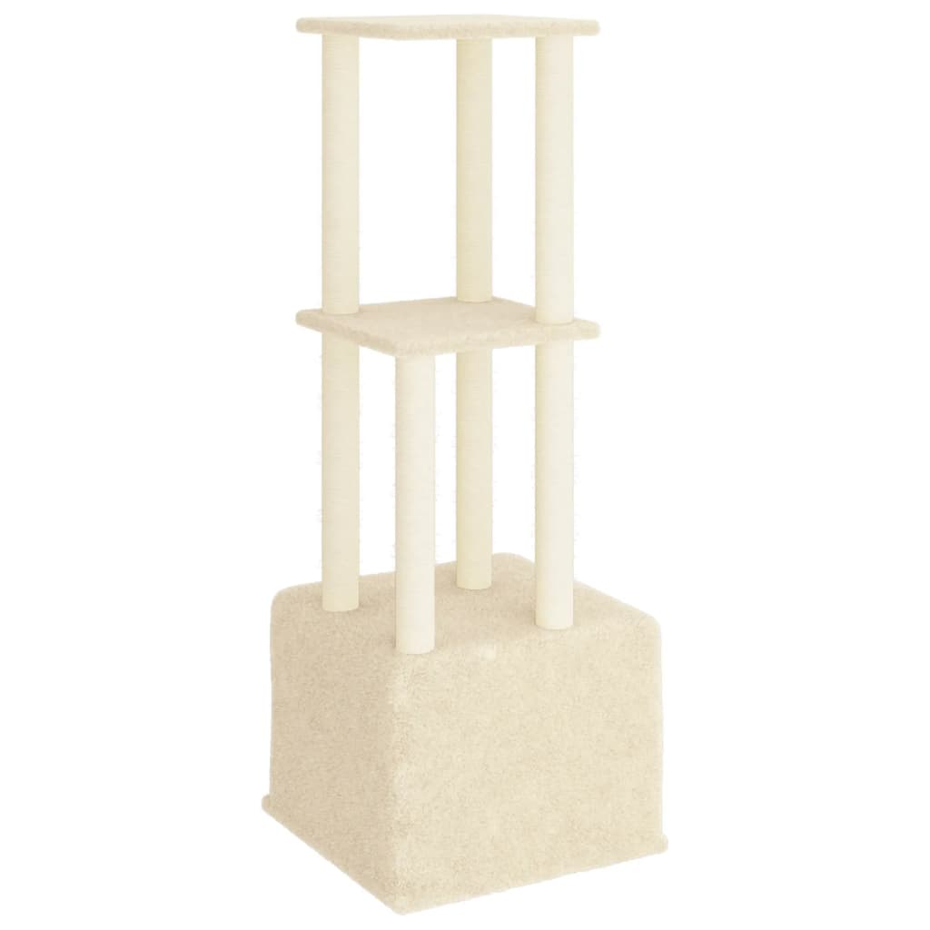 Glamorous Pups : vidaXL Cat Tree Cream Engineered wood, plush, sisal 52.6 in tall Durable