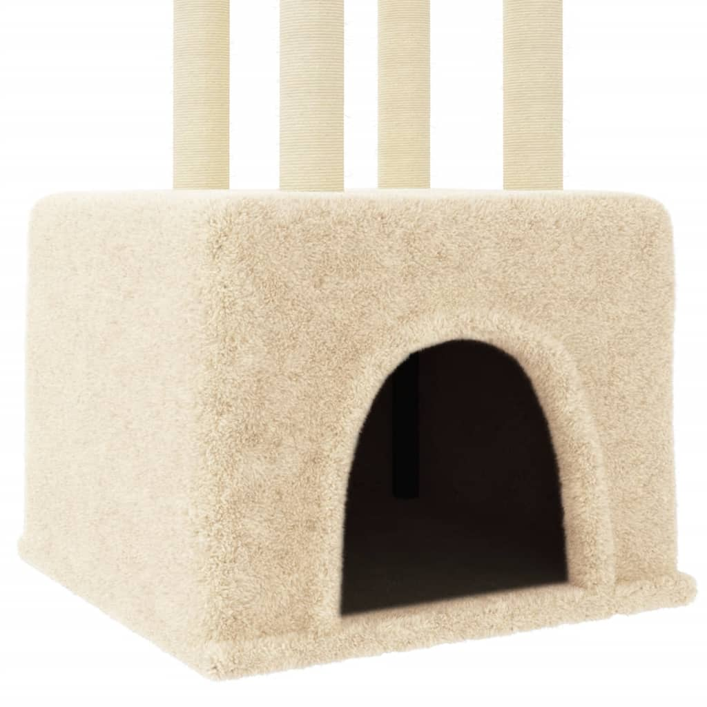 Glamorous Pups : vidaXL Cat Tree Cream Engineered wood, plush, sisal 52.6 in tall Durable