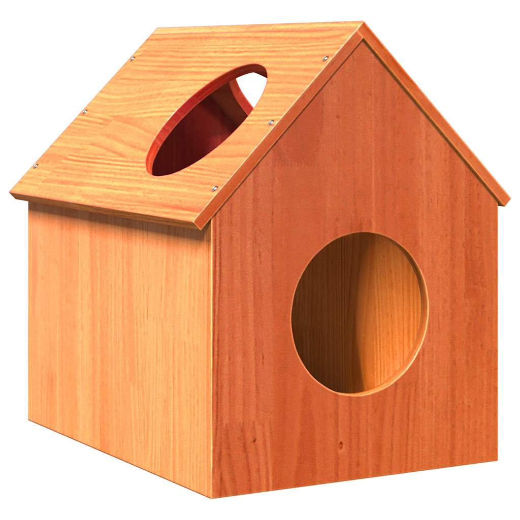 Glamorous Pups : vidaXL Cat House Wax brown Solid pine wood 16.1x19.7x19.7 in Durable