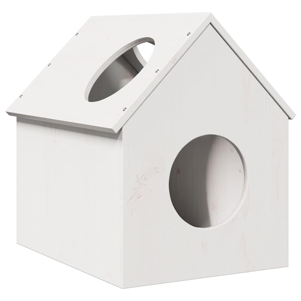 Glamorous Pups : vidaXL Cat House White Solid Pine Wood 16.1 x 19.7 x 19.7 in Durable