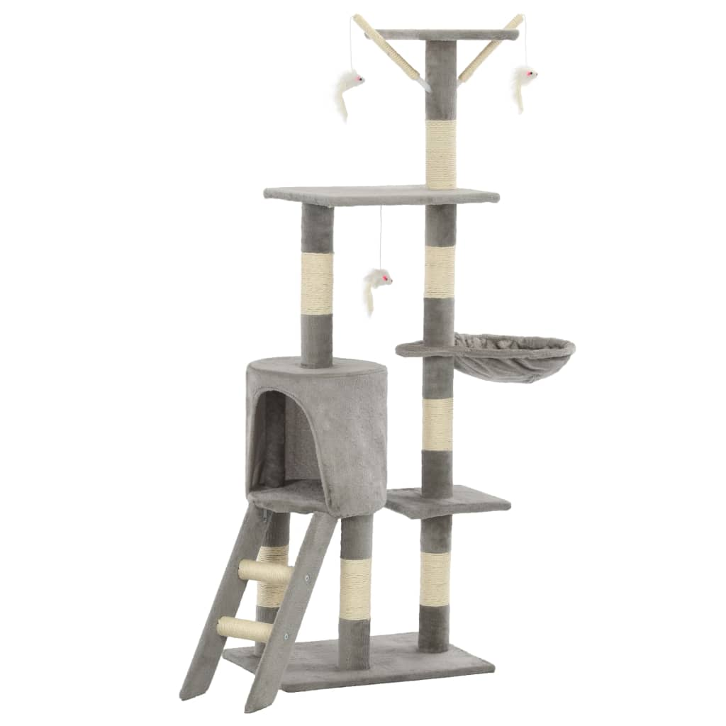 Glamorous Pups : vidaXL Cat Tree Grey Particle board, plush, sisal 54.3 in tall Durable