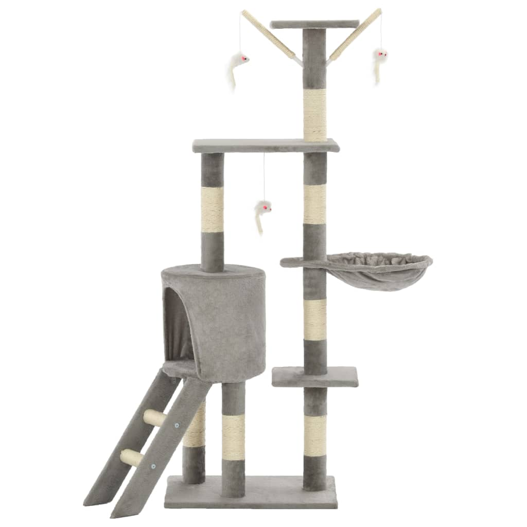 Glamorous Pups : vidaXL Cat Tree Grey Particle board, plush, sisal 54.3 in tall Durable