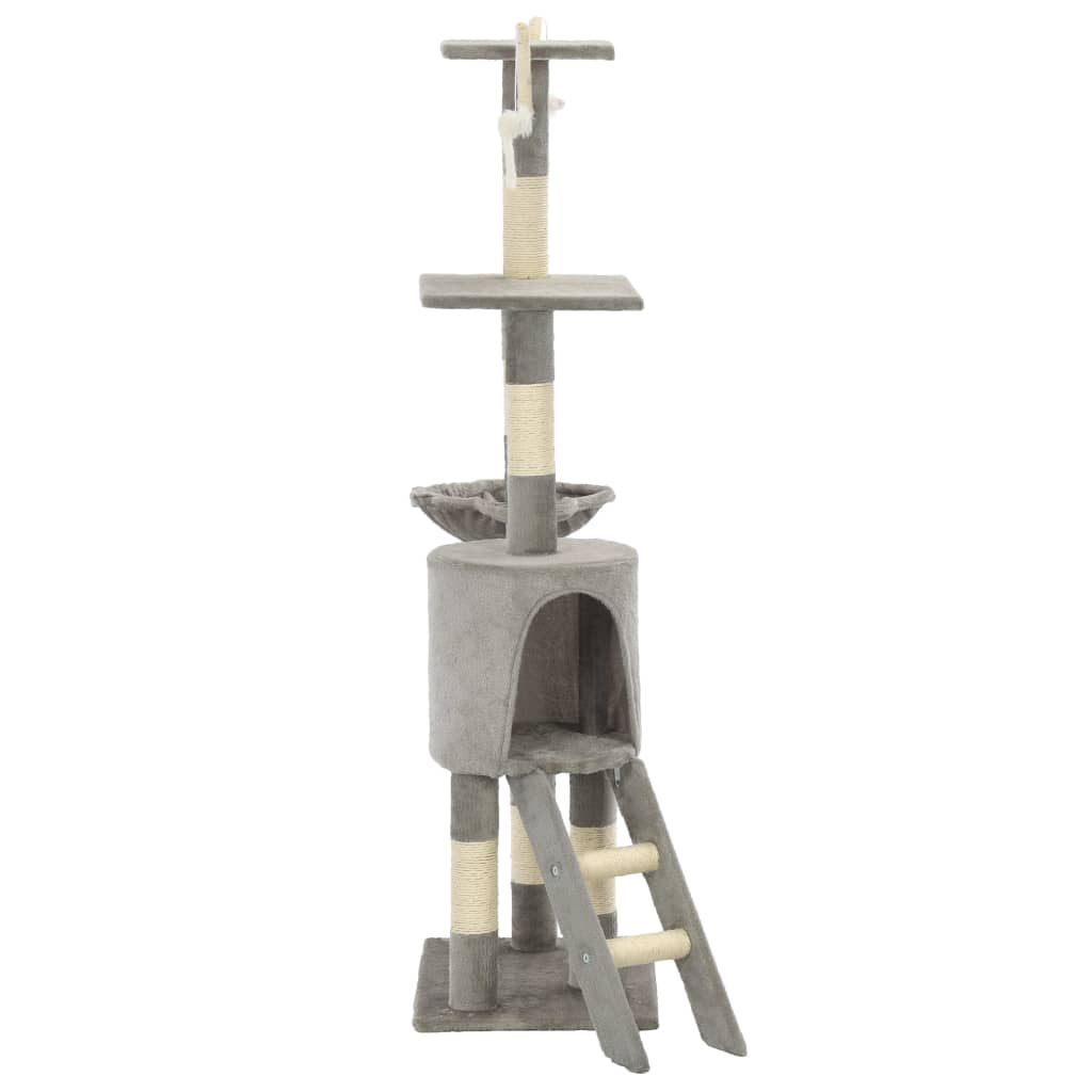Glamorous Pups : vidaXL Cat Tree Grey Particle board, plush, sisal 54.3 in tall Durable
