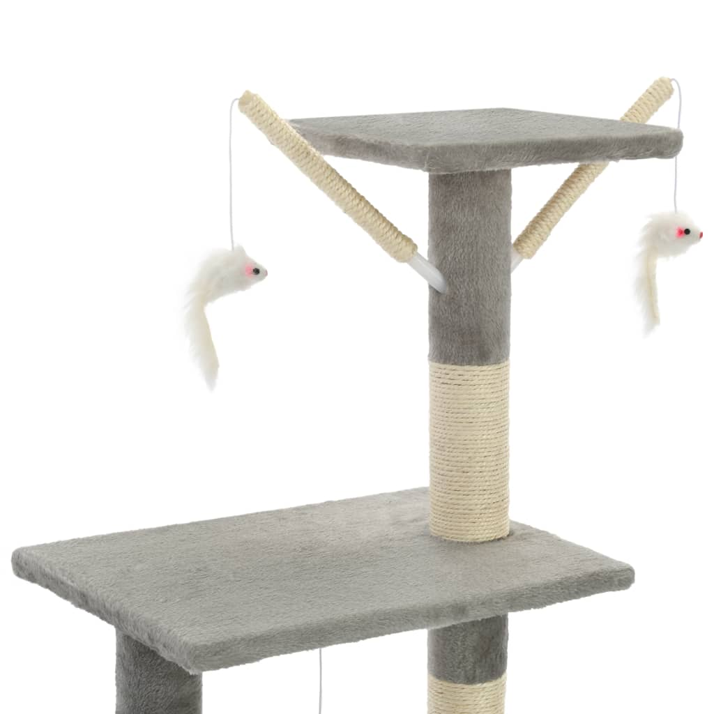Glamorous Pups : vidaXL Cat Tree Grey Particle board, plush, sisal 54.3 in tall Durable