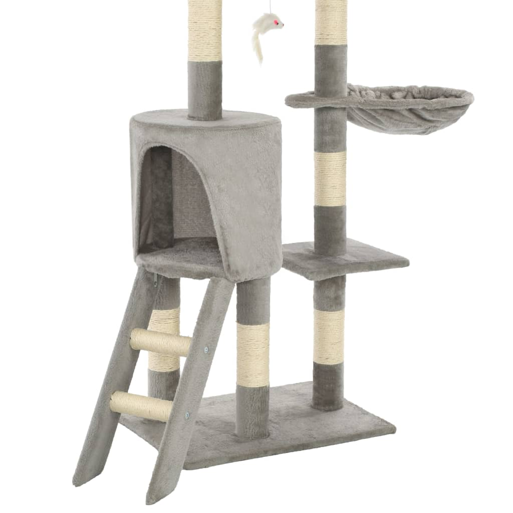 Glamorous Pups : vidaXL Cat Tree Grey Particle board, plush, sisal 54.3 in tall Durable