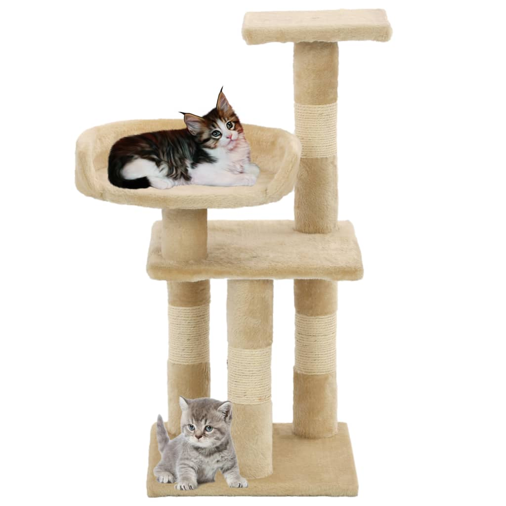 Glamorous Pups : vidaXL Cat Tree Beige Particle board, Soft plush, Sisal rope Medium