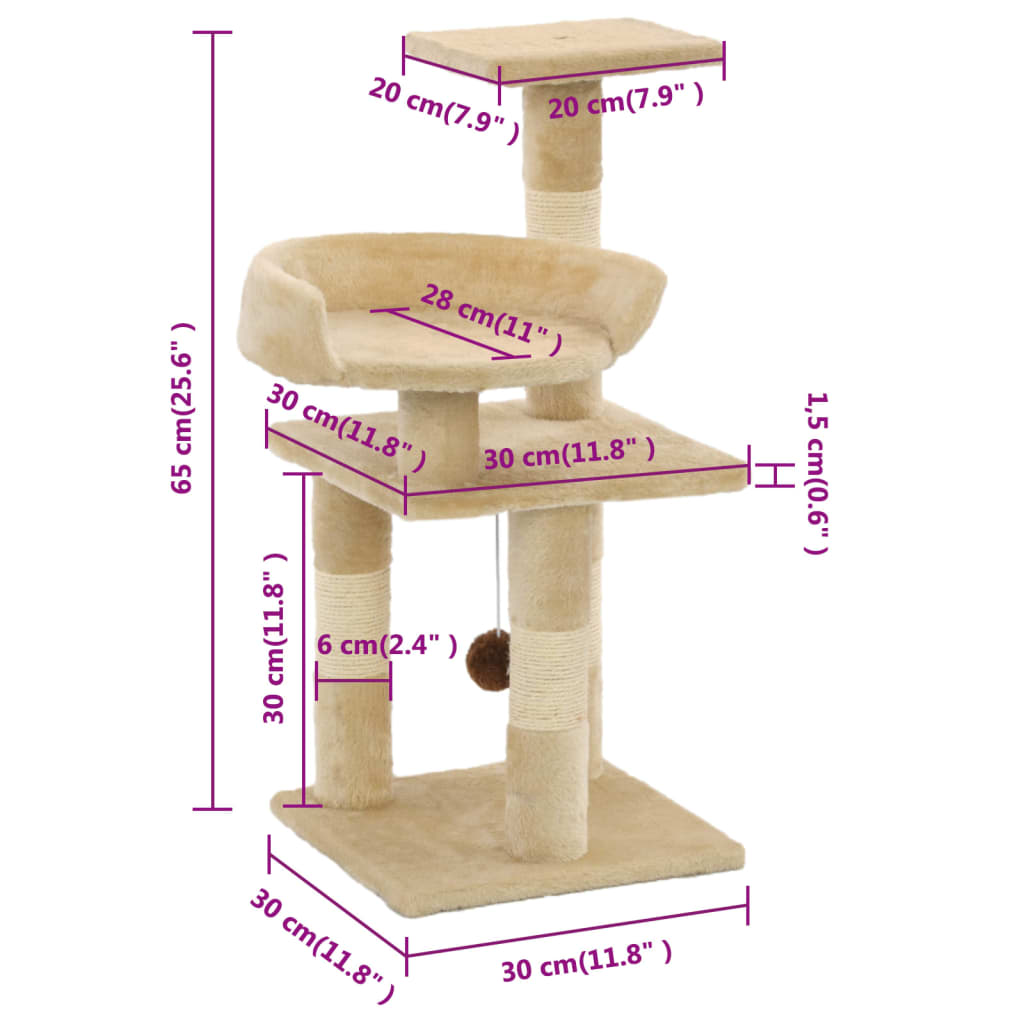 Glamorous Pups : vidaXL Cat Tree Beige Particle board, Soft plush, Sisal rope Medium