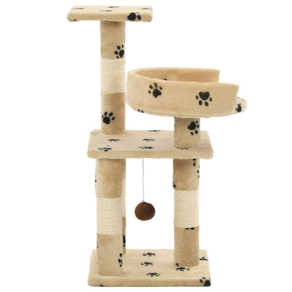 Glamorous Pups : vidaXL Cat Tree Beige with paw prints Particle board, soft plush, sisal rope