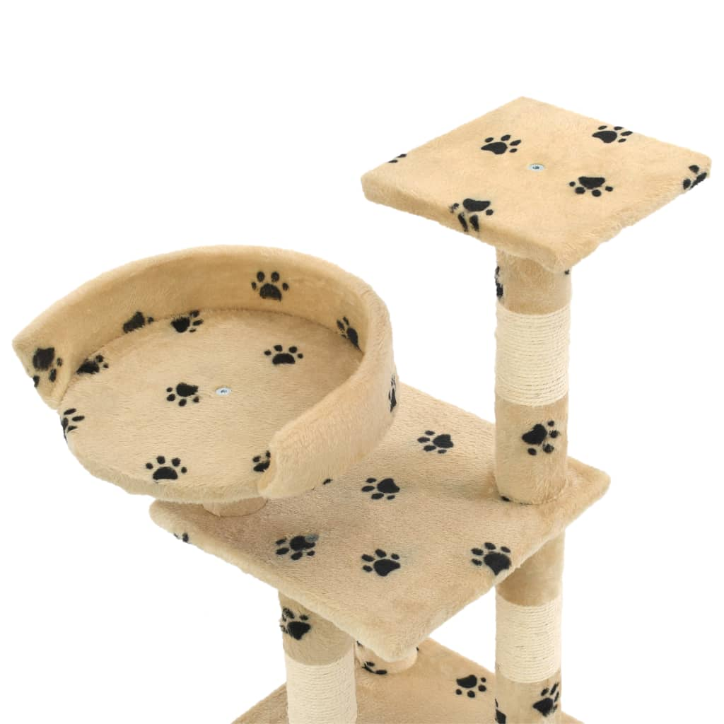 Glamorous Pups : vidaXL Cat Tree Beige with paw prints Particle board, soft plush, sisal rope