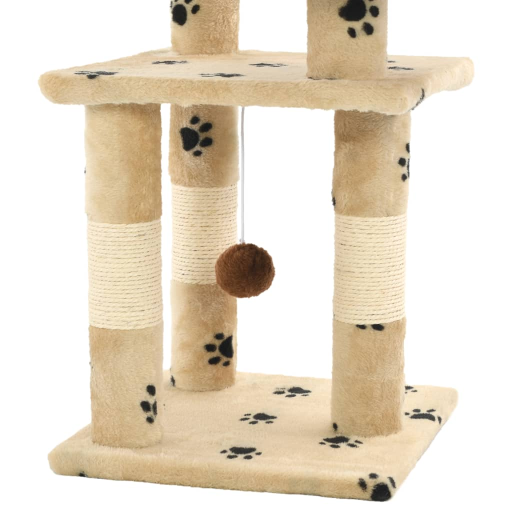 Glamorous Pups : vidaXL Cat Tree Beige with paw prints Particle board, soft plush, sisal rope