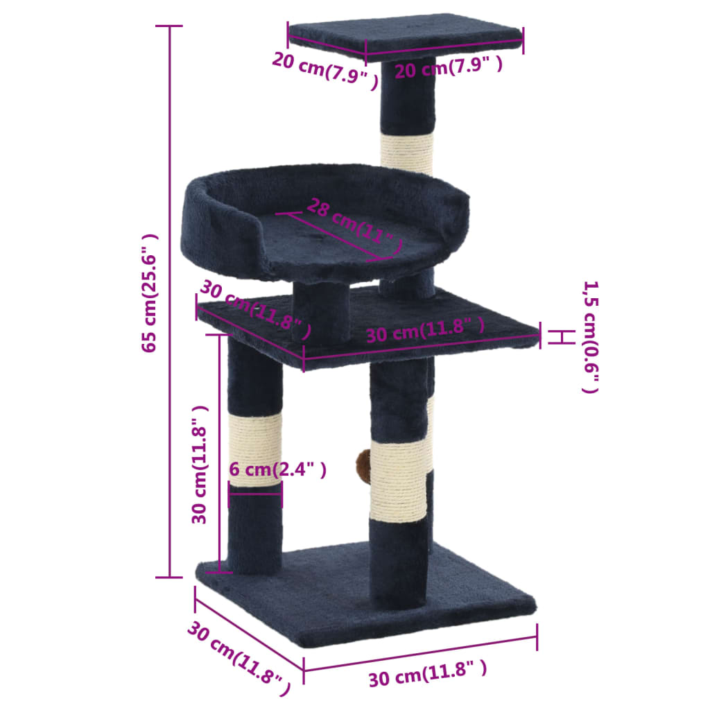 Glamorous Pups : vidaXL Cat Tree Blue Particle board, plush, sisal rope Medium Durable