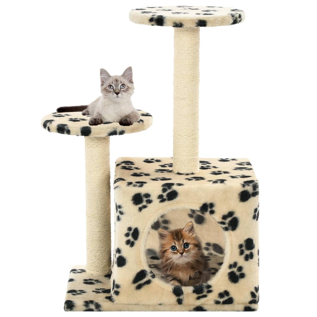 Glamorous Pups : vidaXL Cat Tree Beige with paw prints