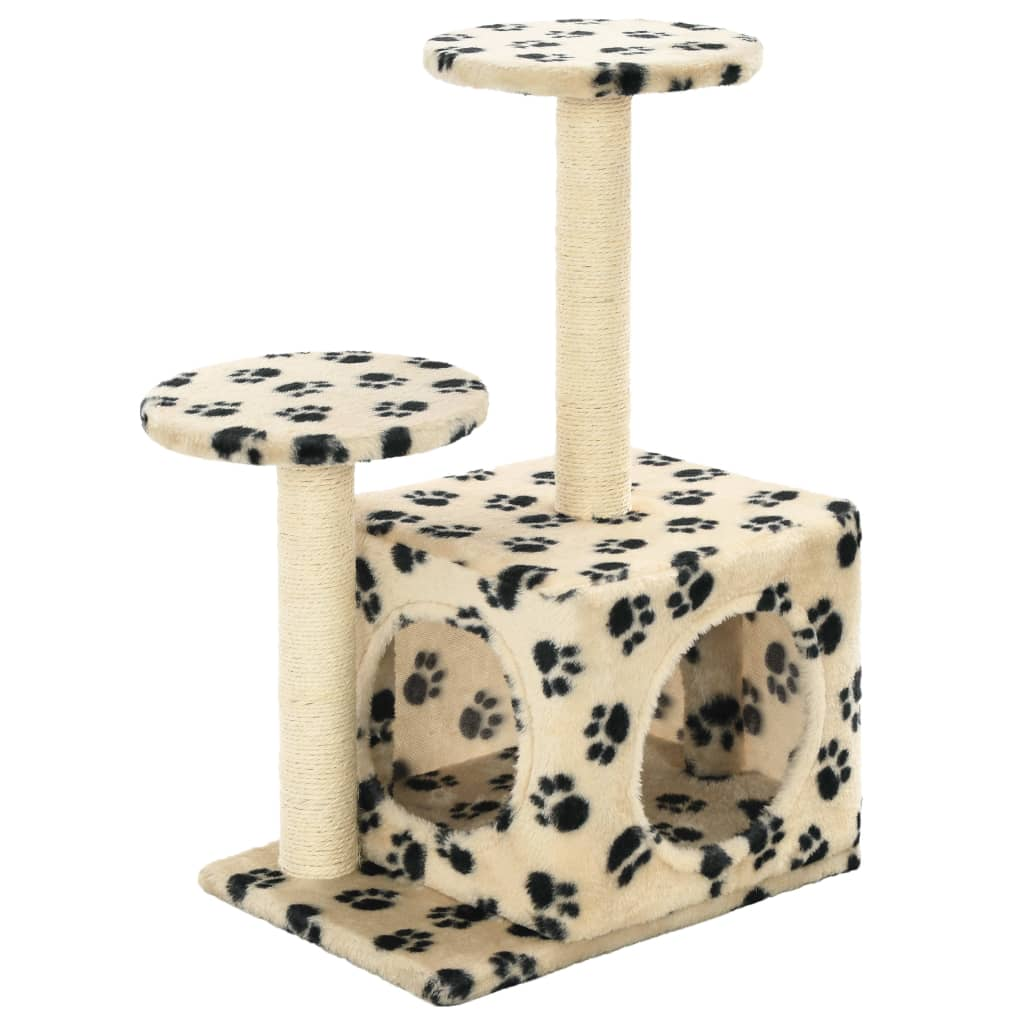 Glamorous Pups : vidaXL Cat Tree Beige with paw prints