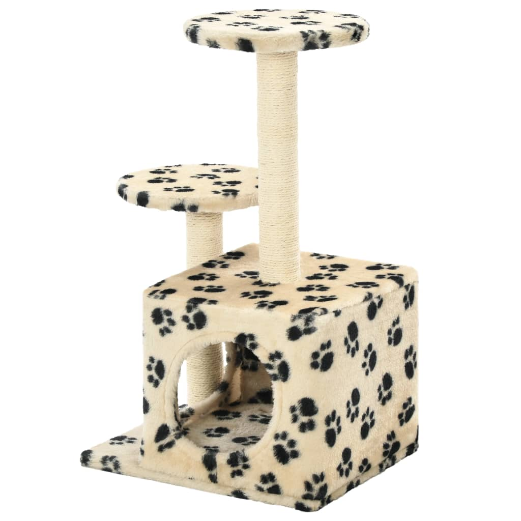 Glamorous Pups : vidaXL Cat Tree Beige with paw prints