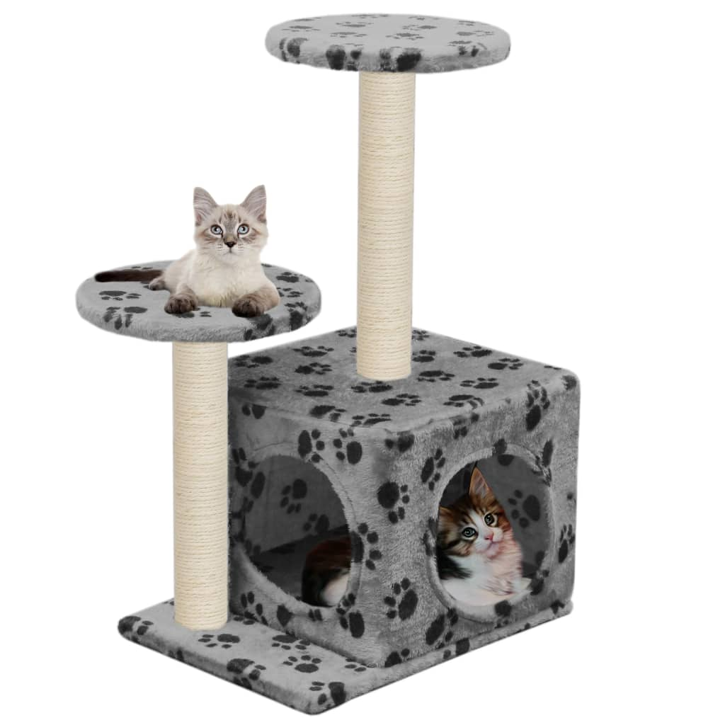 Glamorous Pups : vidaXL Cat Tree Grey with paw prints