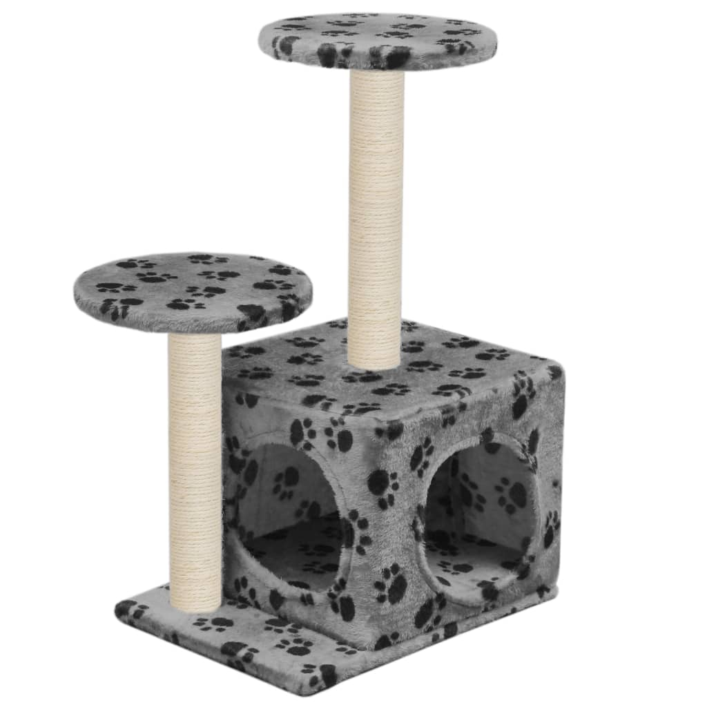 Glamorous Pups : vidaXL Cat Tree Grey with paw prints
