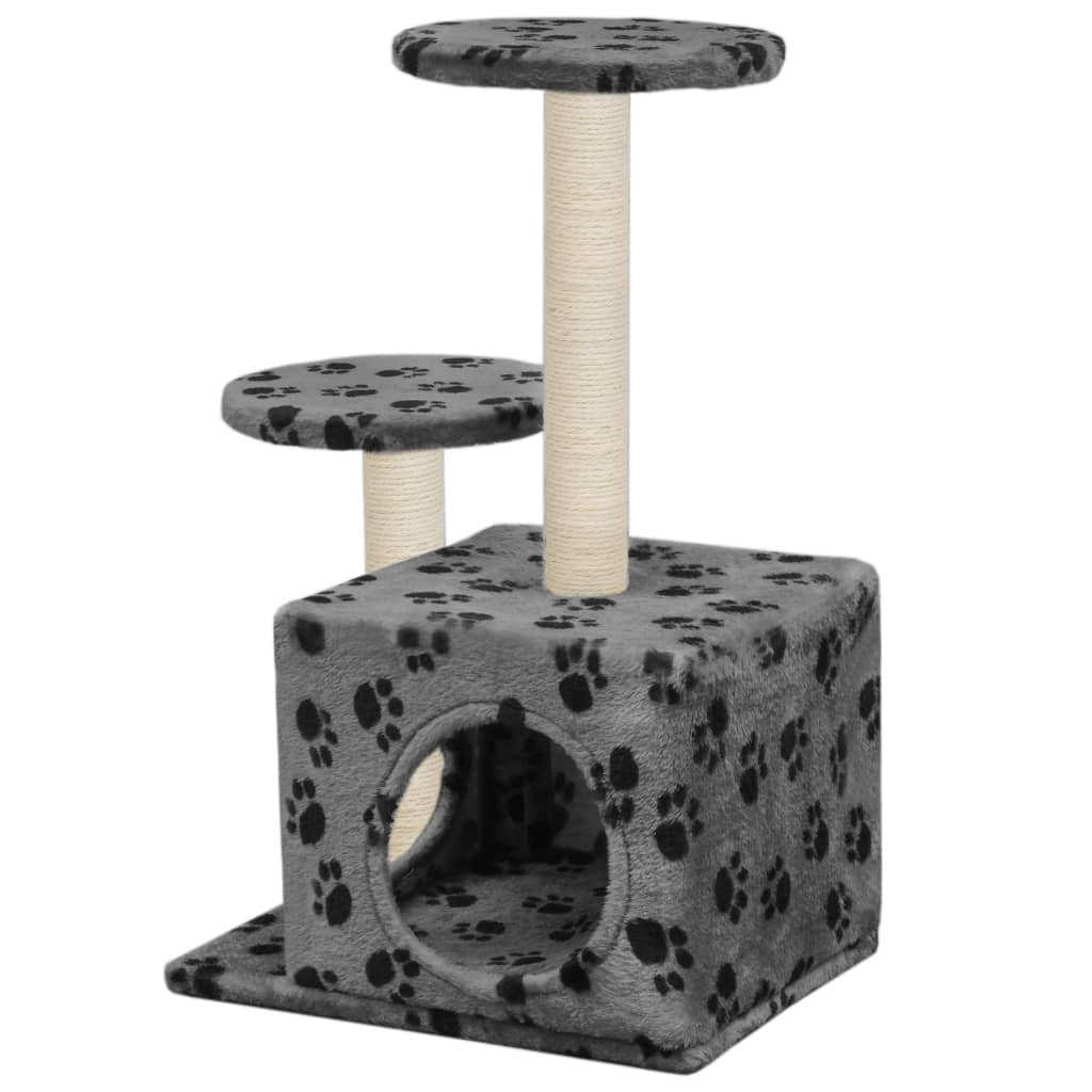 Glamorous Pups : vidaXL Cat Tree Grey with paw prints