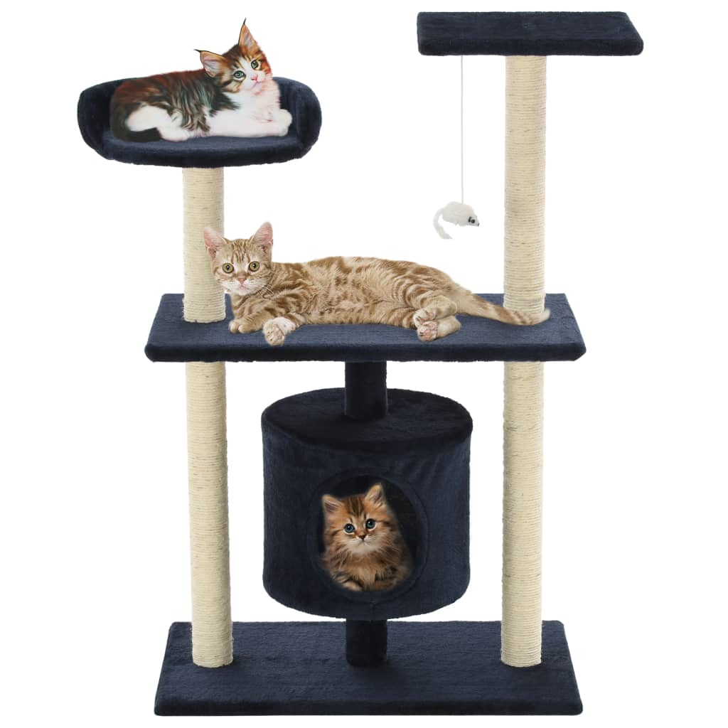 Glamorous Pups : vidaXL Cat Tree Dark Blue Engineered wood, Carton, Plush fabric, Sisal rope