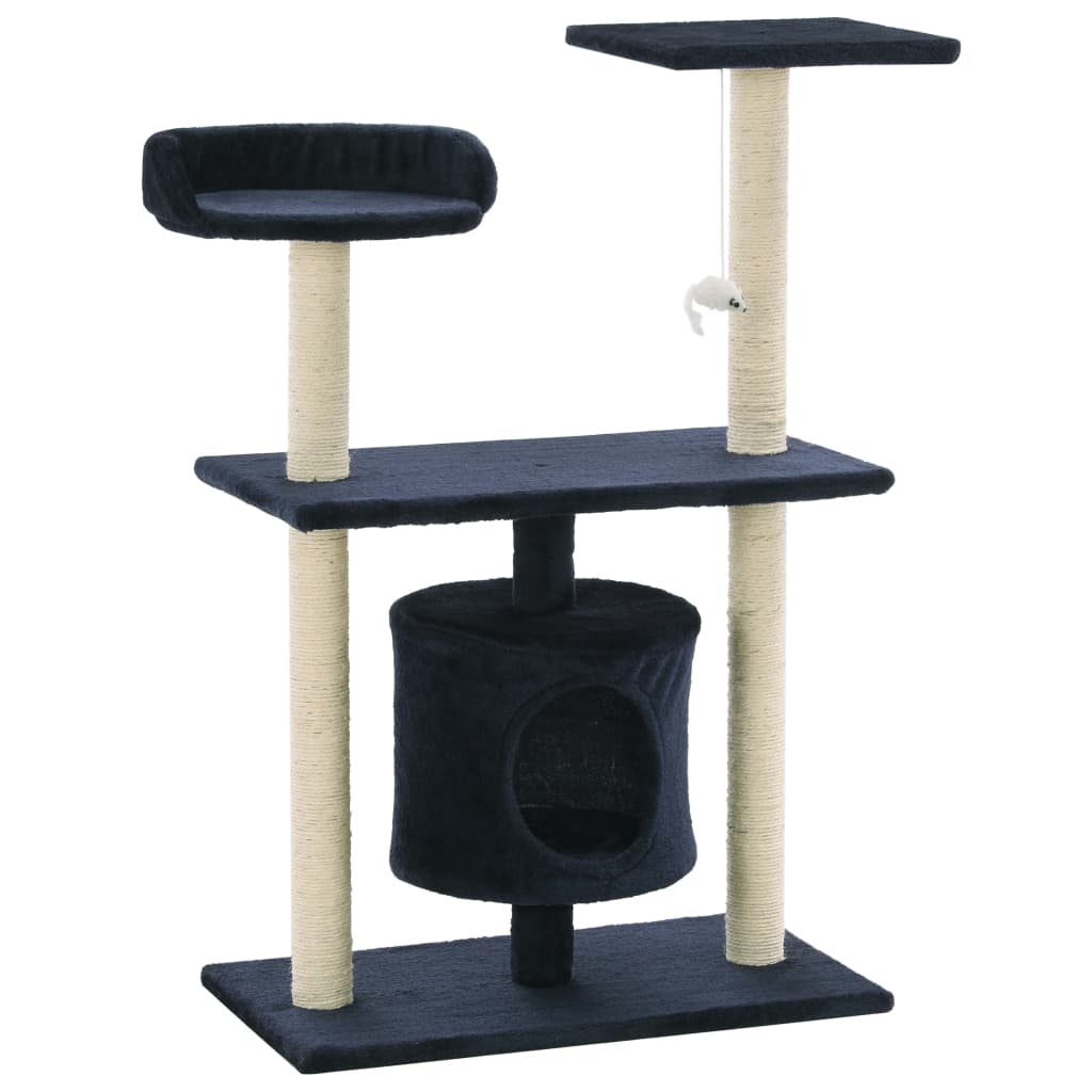 Glamorous Pups : vidaXL Cat Tree Dark Blue Engineered wood, Carton, Plush fabric, Sisal rope