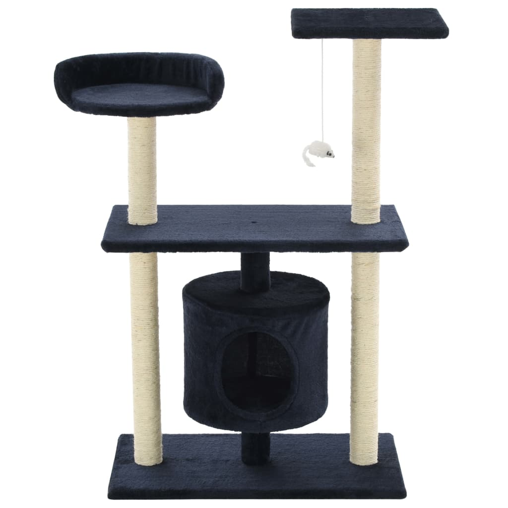 Glamorous Pups : vidaXL Cat Tree Dark Blue Engineered wood, Carton, Plush fabric, Sisal rope