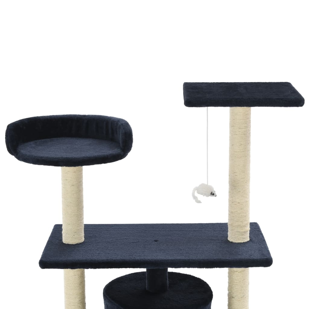 Glamorous Pups : vidaXL Cat Tree Dark Blue Engineered wood, Carton, Plush fabric, Sisal rope