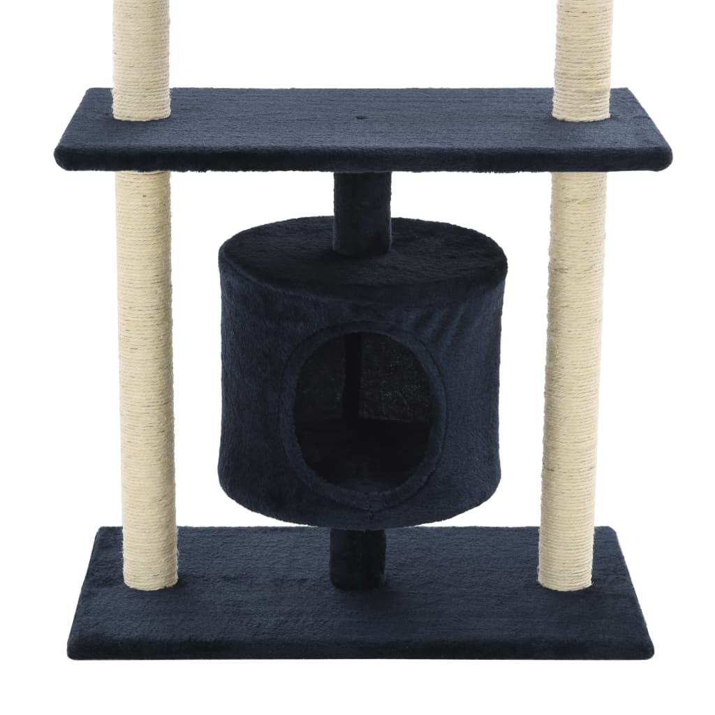 Glamorous Pups : vidaXL Cat Tree Dark Blue Engineered wood, Carton, Plush fabric, Sisal rope
