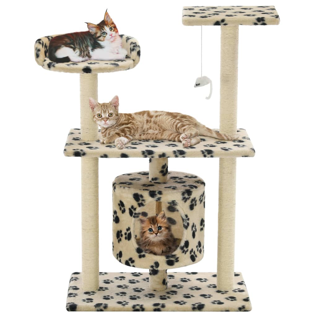 Glamorous Pups : vidaXL Cat Tree Beige with paw prints