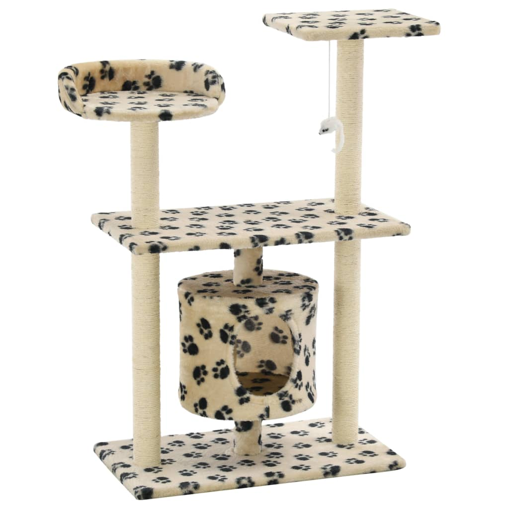 Glamorous Pups : vidaXL Cat Tree Beige with paw prints