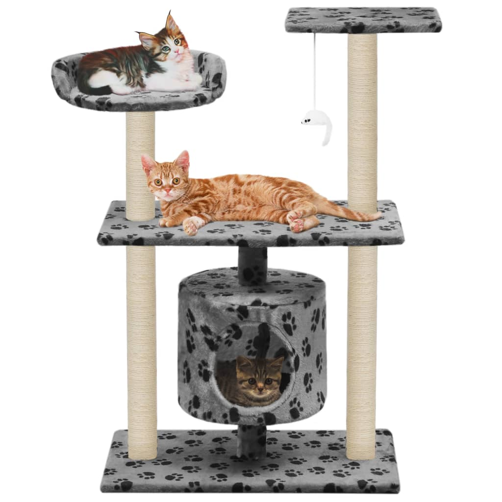 Glamorous Pups : vidaXL Cat Tree Grey with paw prints
