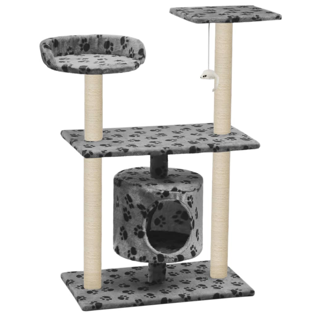 Glamorous Pups : vidaXL Cat Tree Grey with paw prints