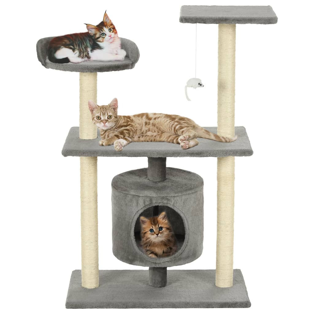 Glamorous Pups : vidaXL Cat Tree Grey Engineered wood Medium Cat Tree Rectangular