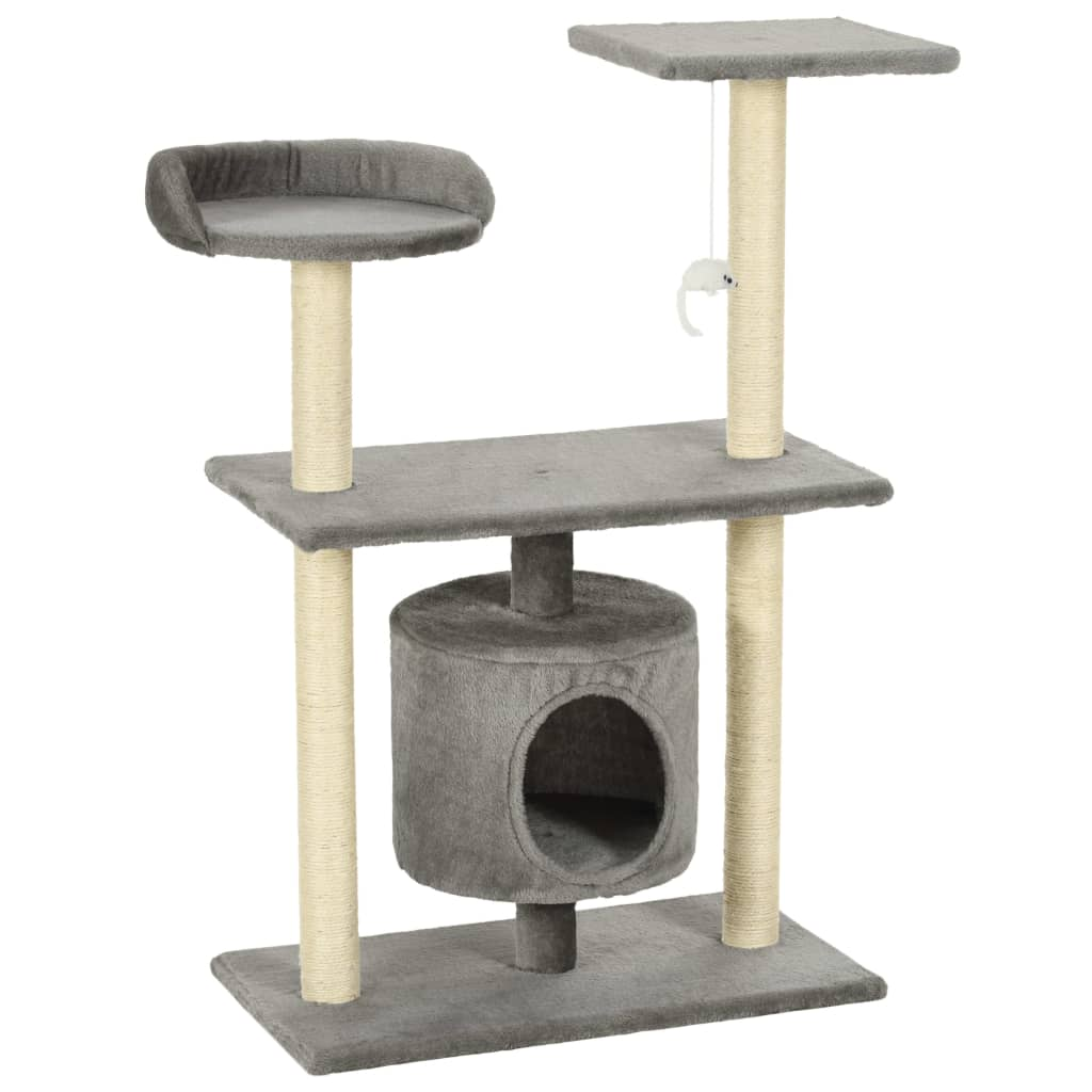 Glamorous Pups : vidaXL Cat Tree Grey Engineered wood Medium Cat Tree Rectangular