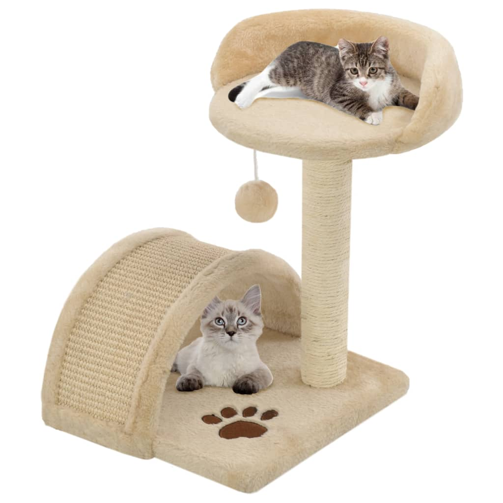 Glamorous Pups : vidaXL Cat Tree Beige and Brown Particle board, Polyester plush, Sisal rope