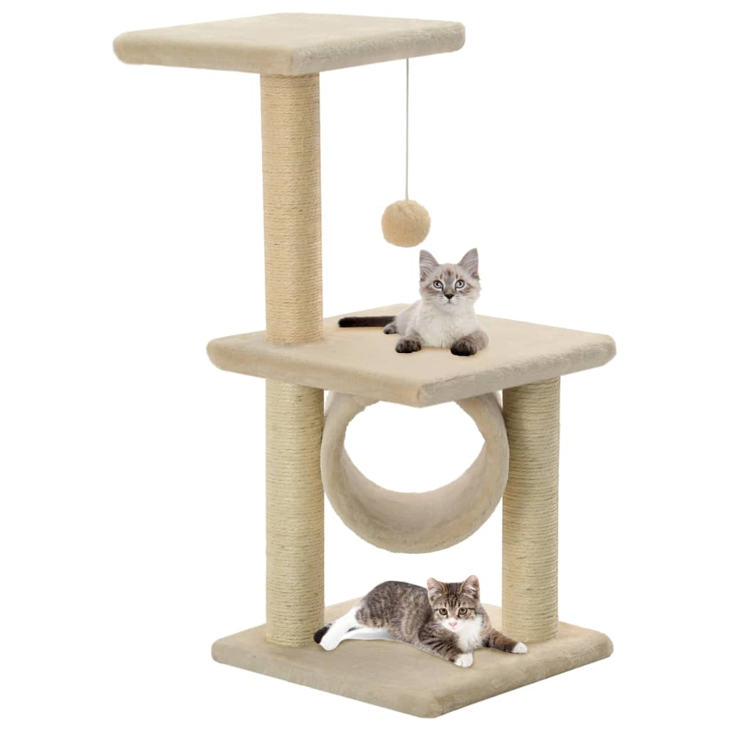 Glamorous Pups : vidaXL Cat Tree Beige Particle board, Soft plush, Sisal rope 25.6 in