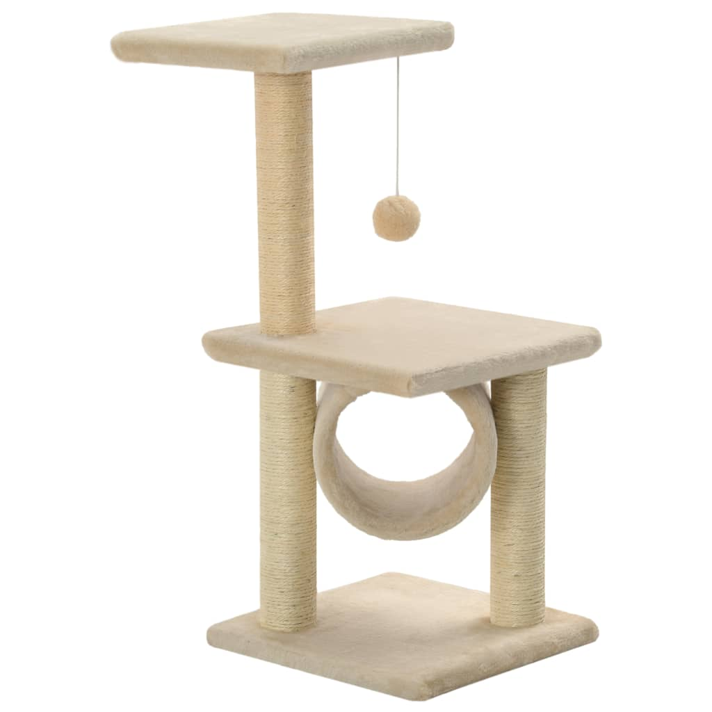 Glamorous Pups : vidaXL Cat Tree Beige Particle board, Soft plush, Sisal rope 25.6 in