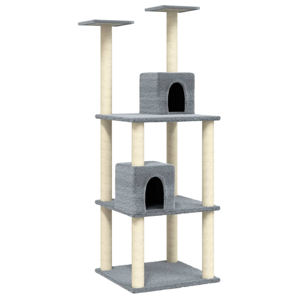 Glamorous Pups : vidaXL Cat Tree Light gray Engineered wood, plush, sisal 55.5 in tall