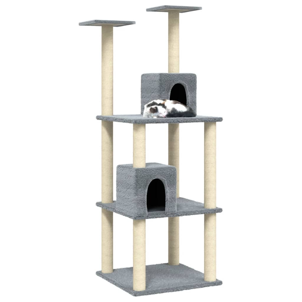 Glamorous Pups : vidaXL Cat Tree Light gray Engineered wood, plush, sisal 55.5 in tall